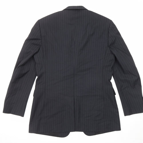 Burton Mens Black Striped Polyester Jacket Suit Jacket Size 40 Regular