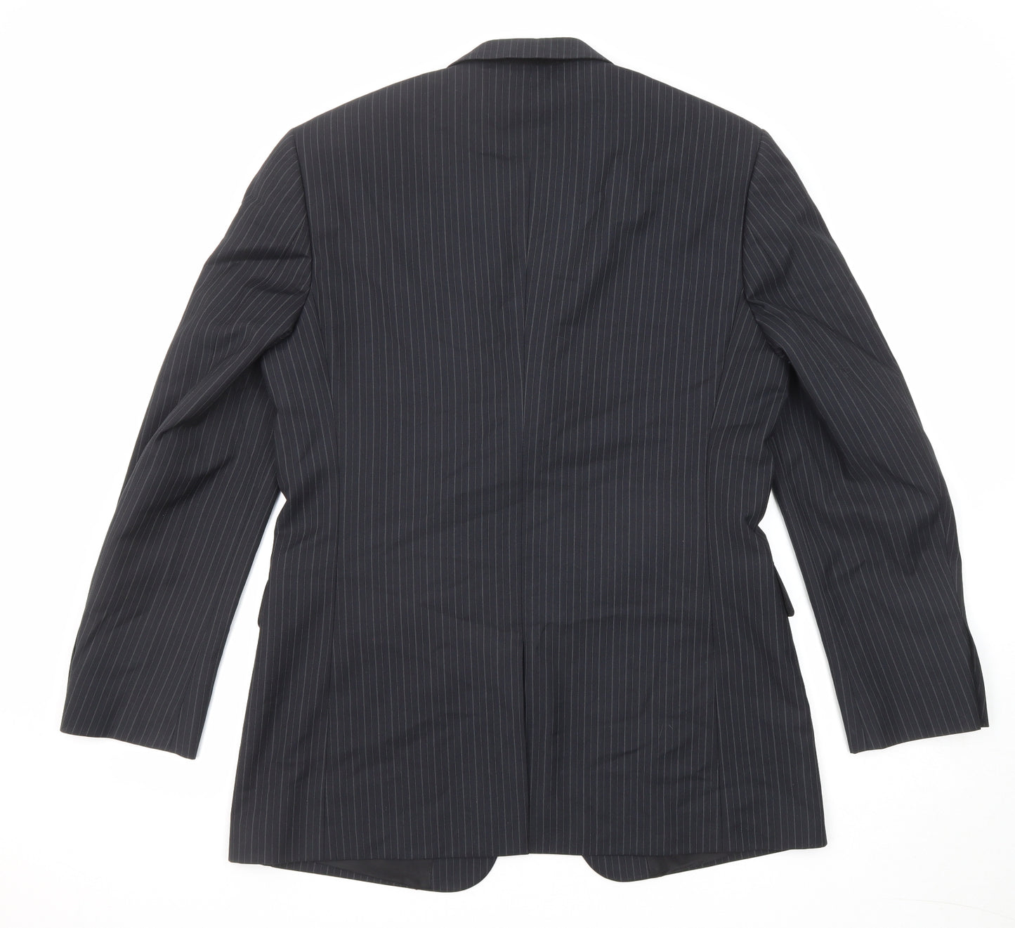 Burton Mens Black Striped Polyester Jacket Suit Jacket Size 40 Regular