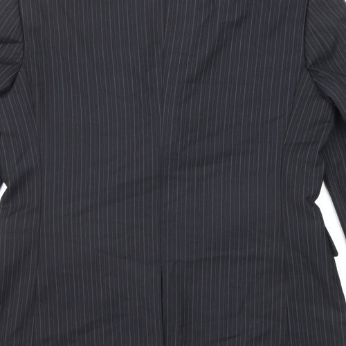 Burton Mens Black Striped Polyester Jacket Suit Jacket Size 40 Regular