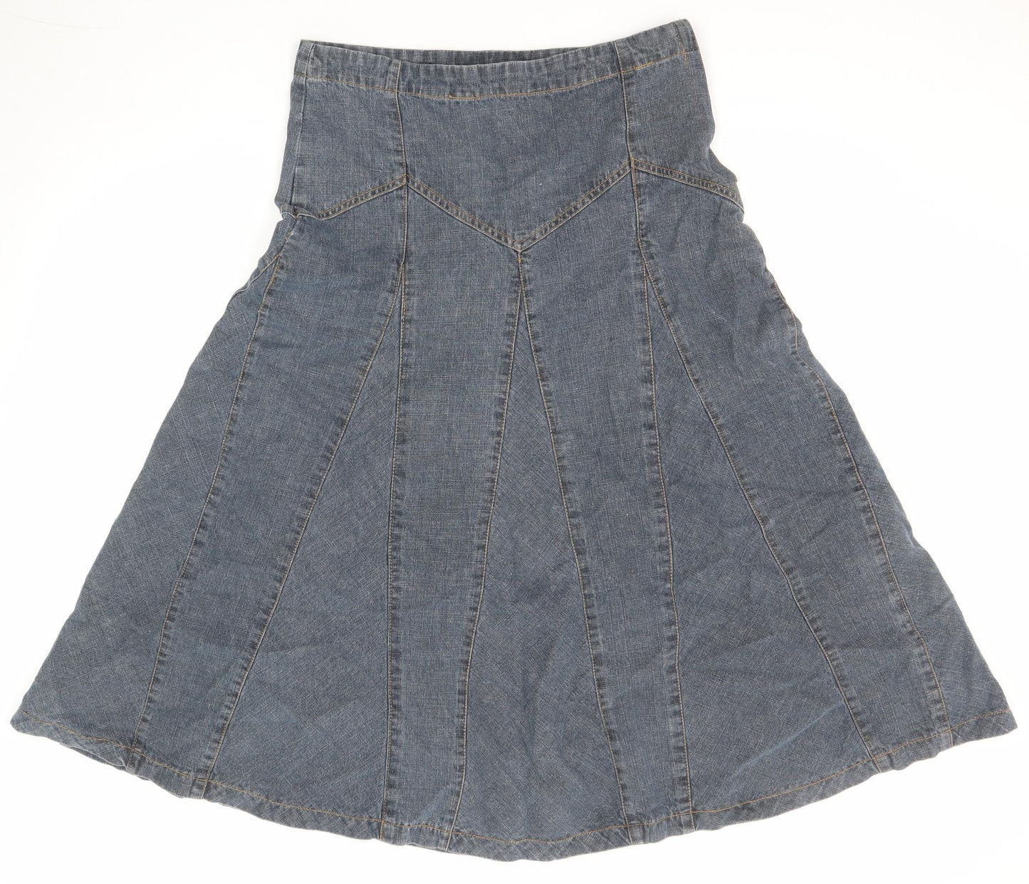 Bonmarché Womens Blue Cotton Swing Skirt Size 12 Zip