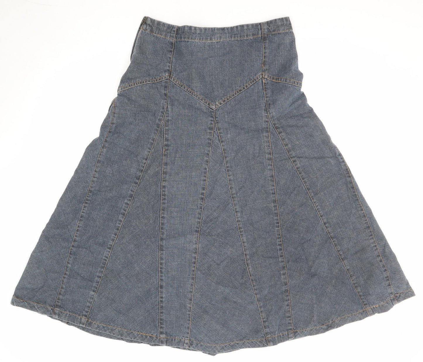 Bonmarché Womens Blue Cotton Swing Skirt Size 12 Zip