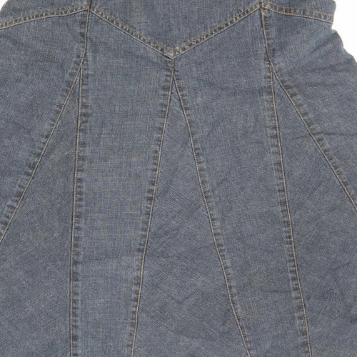 Bonmarché Womens Blue Cotton Swing Skirt Size 12 Zip