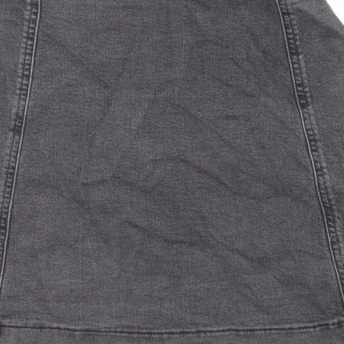 Missguided Womens Black Cotton A-Line Skirt Size 8 Button