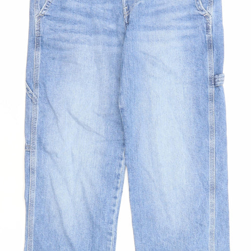 H&M Girls Blue Cotton Straight Jeans Size 9-10 Years Regular Zip