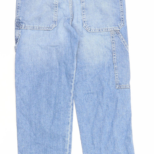 H&M Girls Blue Cotton Straight Jeans Size 9-10 Years Regular Zip