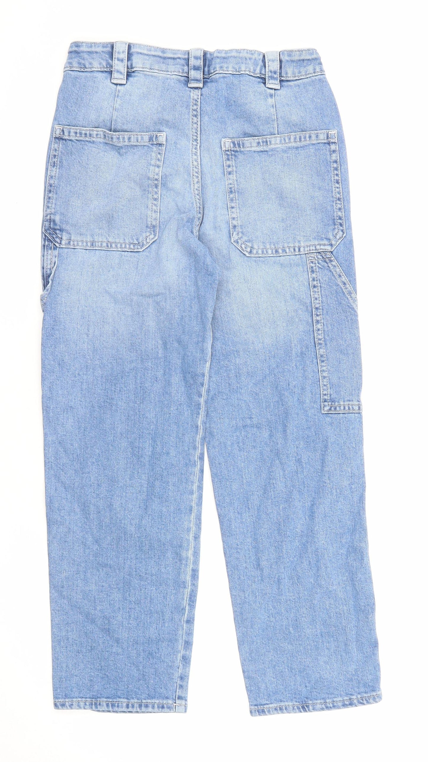 H&M Girls Blue Cotton Straight Jeans Size 9-10 Years Regular Zip