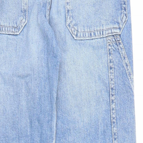 H&M Girls Blue Cotton Straight Jeans Size 9-10 Years Regular Zip