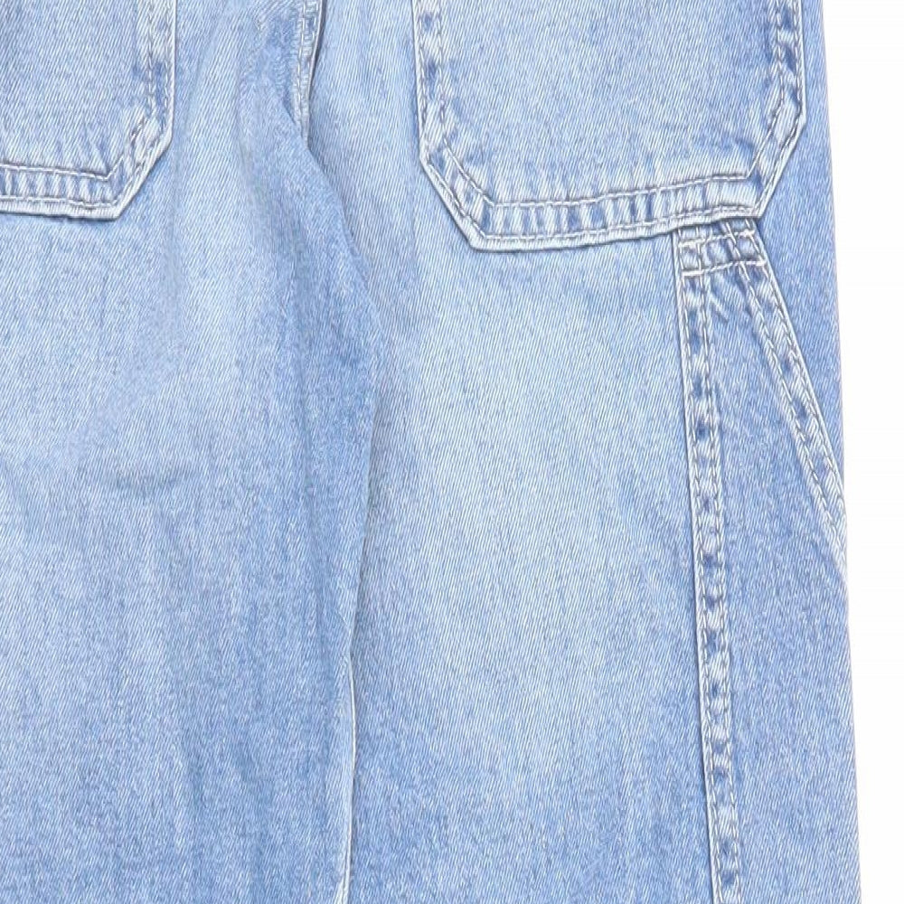 H&M Girls Blue Cotton Straight Jeans Size 9-10 Years Regular Zip