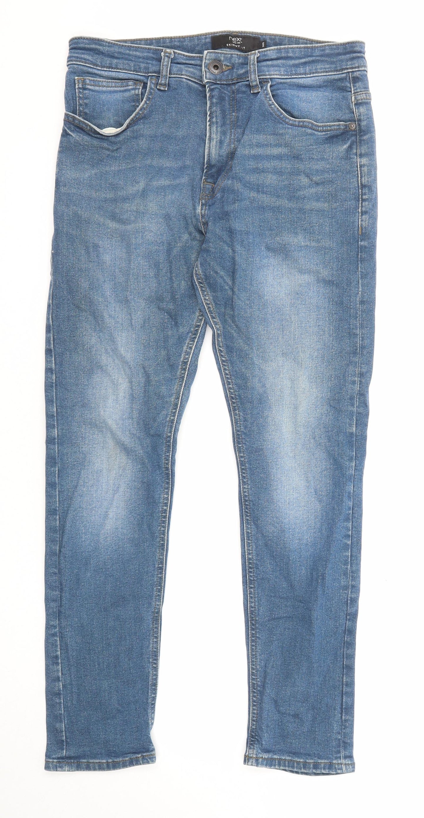 NEXT Mens Blue Cotton Skinny Jeans Size 30 in Regular Zip