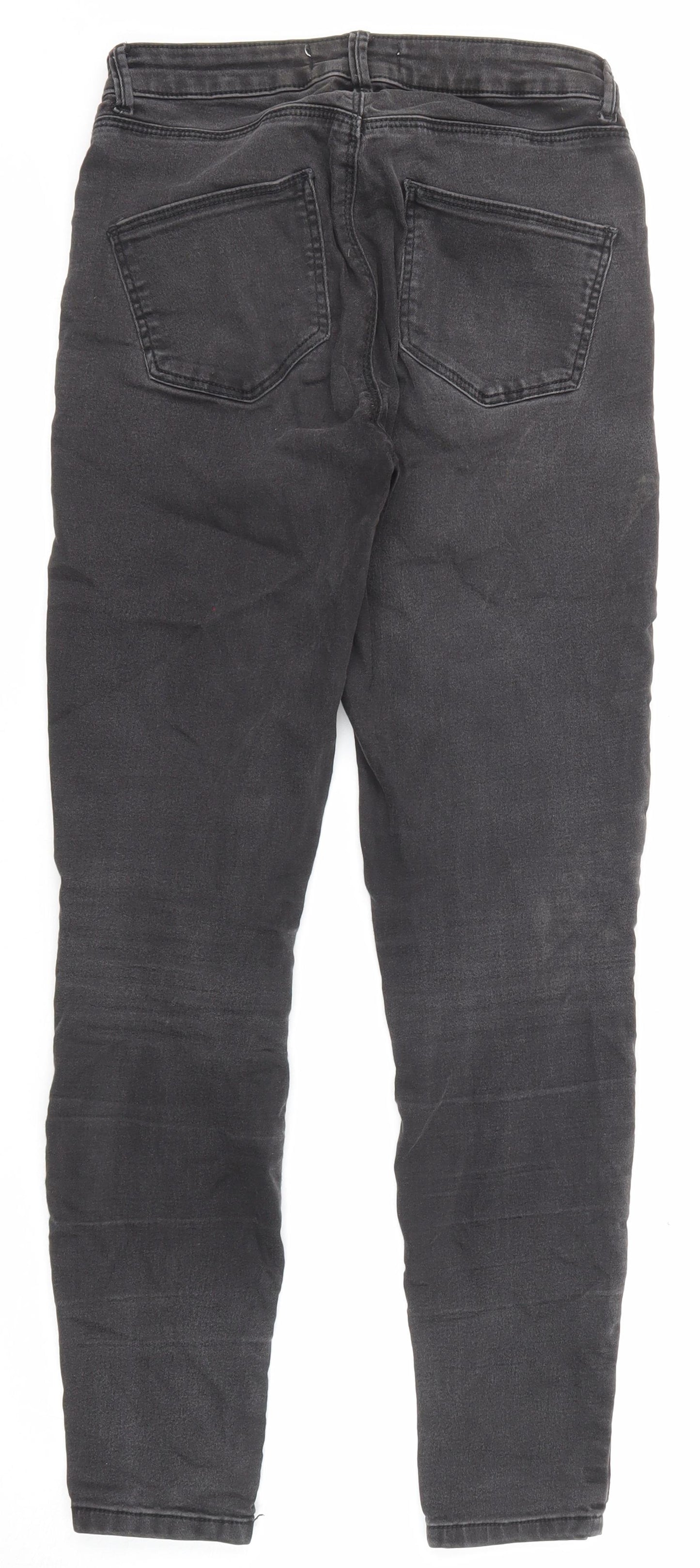 Dorothy Perkins Womens Grey Cotton Skinny Jeans Size 8 Regular Zip