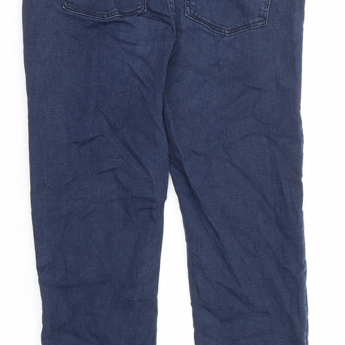 Marks and Spencer Womens Blue Cotton Straight Jeans Size 16 Regular Zip