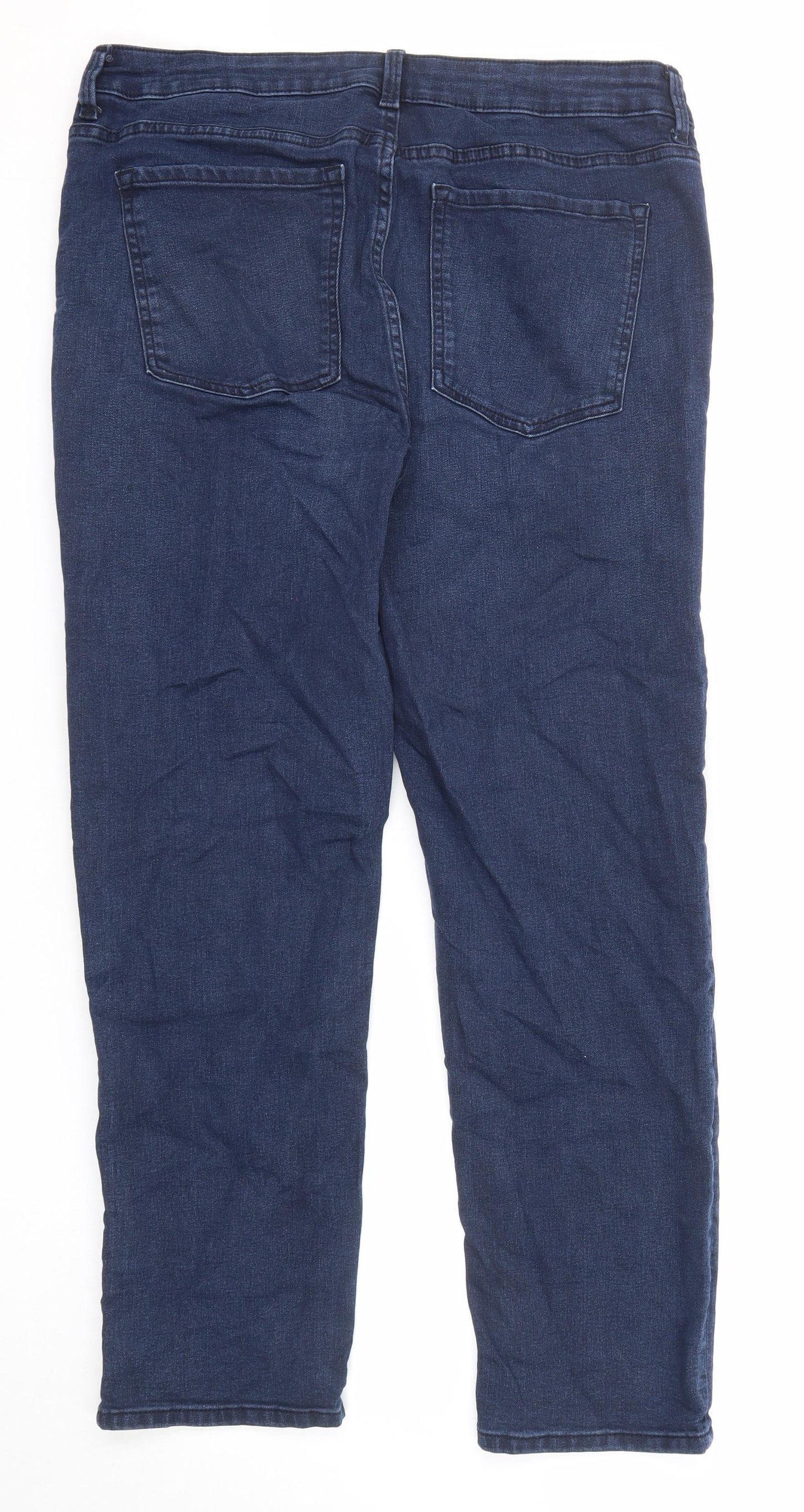 Marks and Spencer Womens Blue Cotton Straight Jeans Size 16 Regular Zip