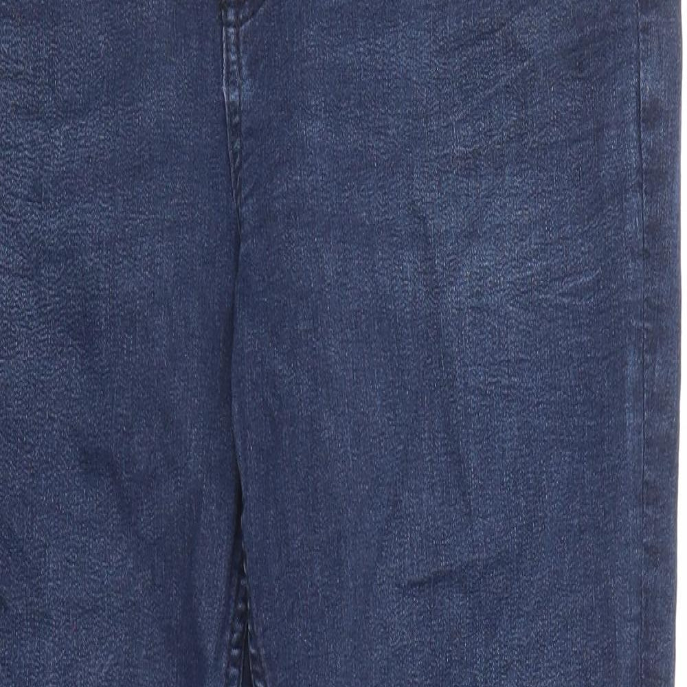 Marks and Spencer Womens Blue Cotton Straight Jeans Size 16 Regular Zip