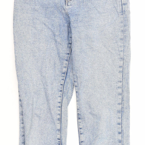 Stradivarius Womens Blue Cotton Tapered Jeans Size 10 Regular Zip