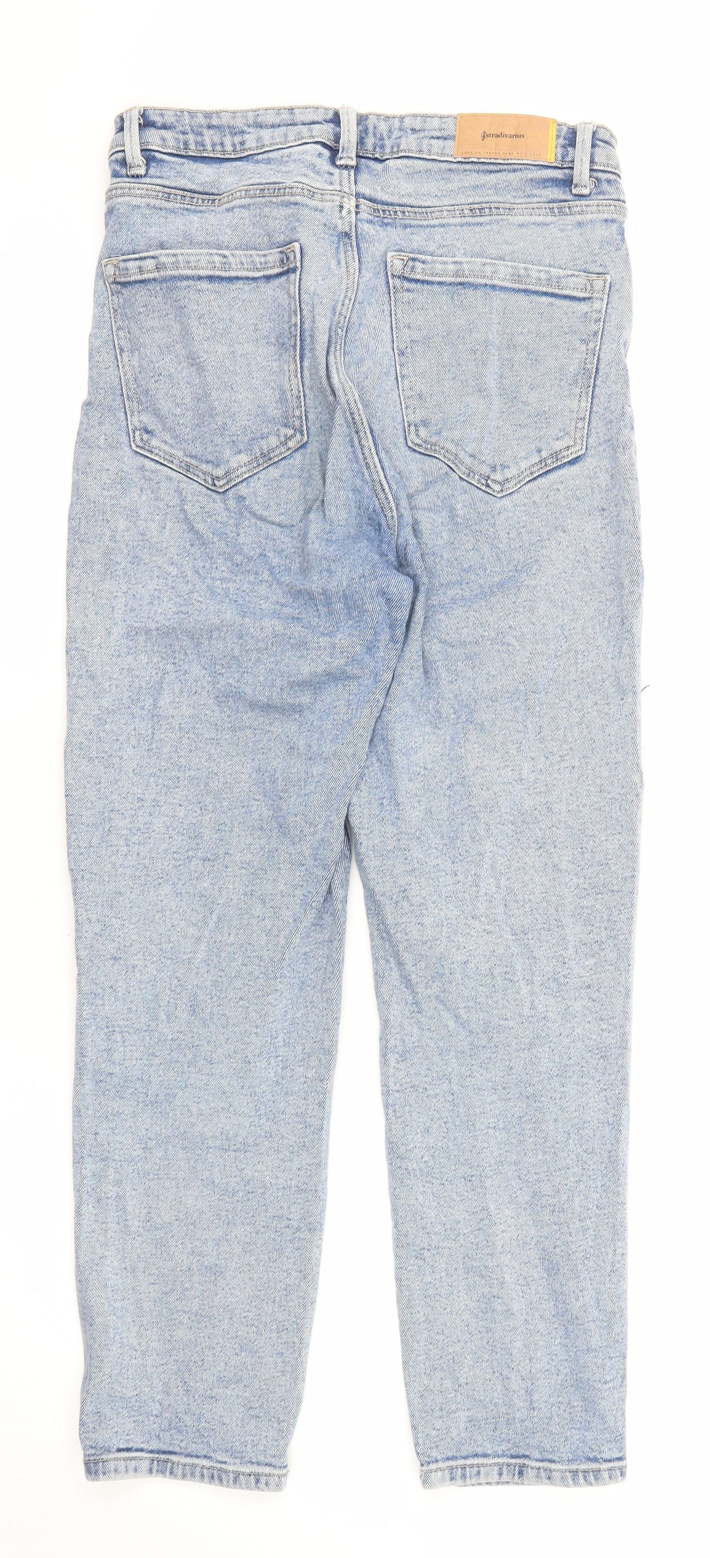 Stradivarius Womens Blue Cotton Tapered Jeans Size 10 Regular Zip