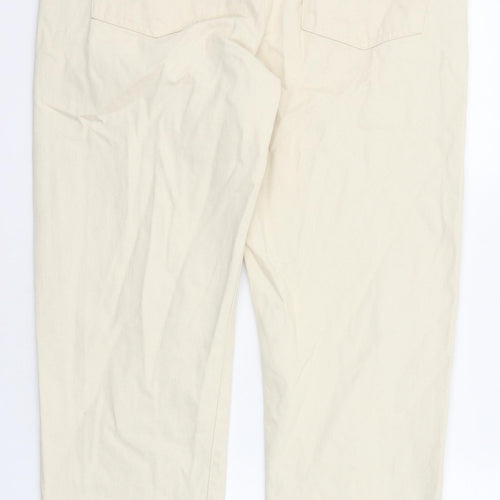 Denim & Co. Womens Beige Cotton Straight Jeans Size 14 Regular Zip