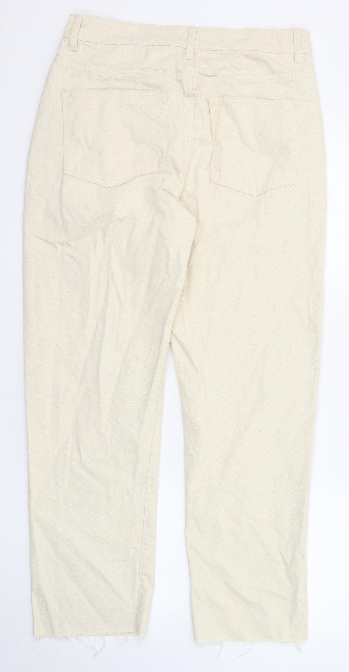 Denim & Co. Womens Beige Cotton Straight Jeans Size 14 Regular Zip