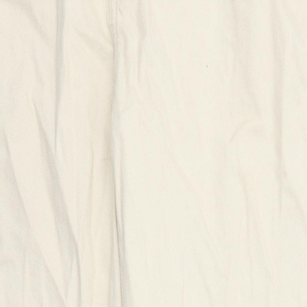 Denim & Co. Womens Beige Cotton Straight Jeans Size 14 Regular Zip