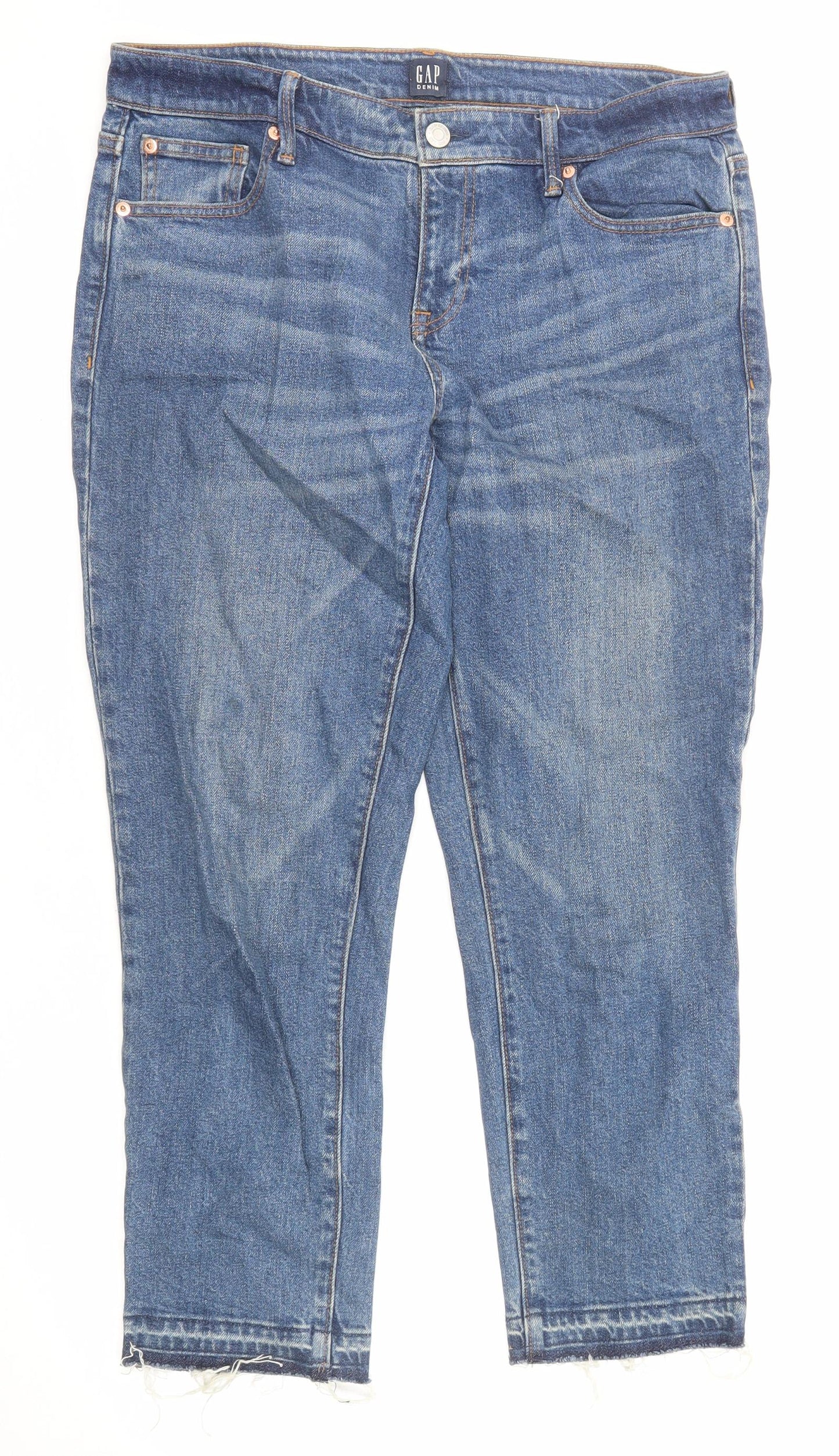 Gap Womens Blue Cotton Tapered Jeans Size 32 in Regular Zip