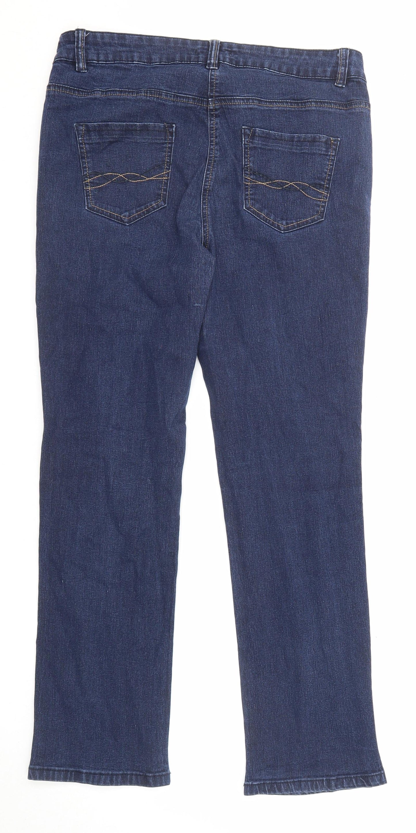 TU Womens Blue Cotton Straight Jeans Size 14 Regular Zip