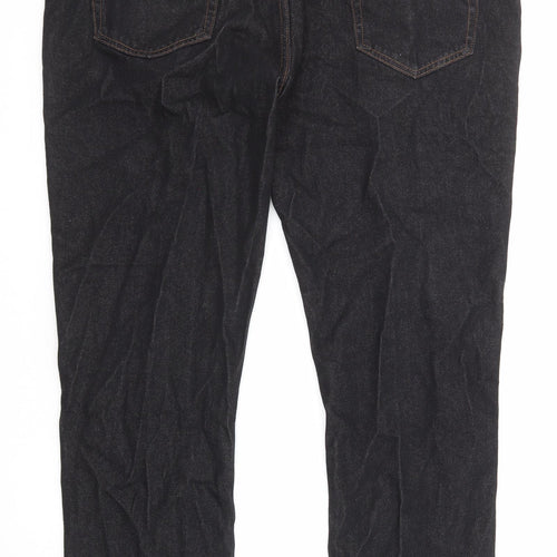 George Mens Black Cotton Straight Jeans Size 40 in L32 in Regular Zip