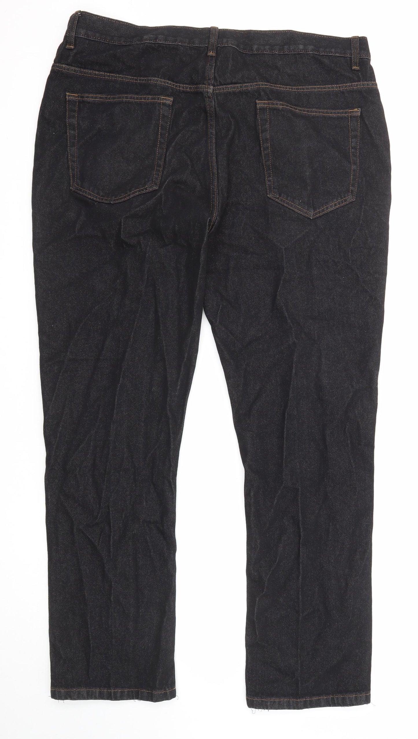 George Mens Black Cotton Straight Jeans Size 40 in L32 in Regular Zip