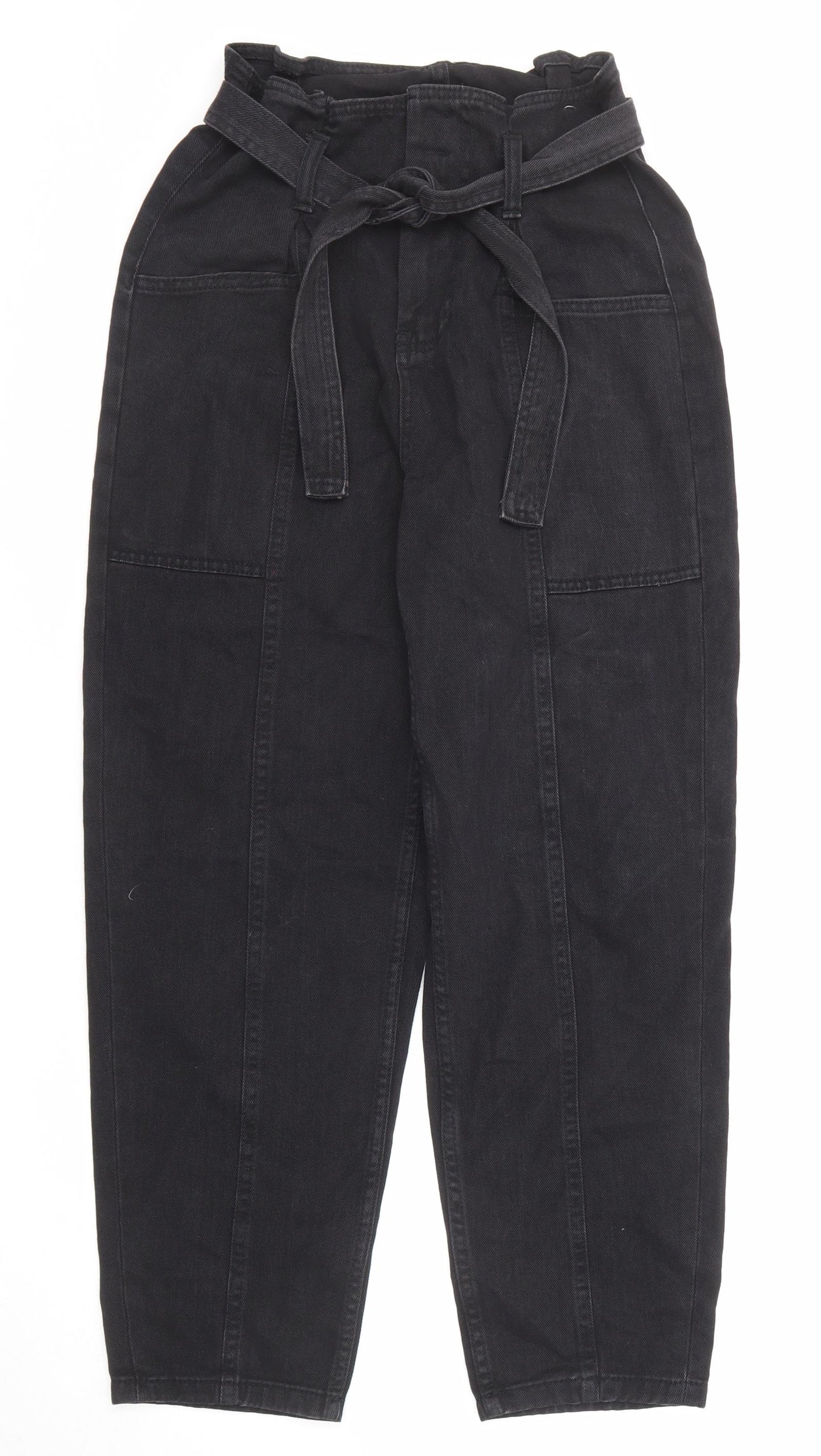 Denim & Co. Womens Black Cotton Tapered Jeans Size 8 Regular Zip