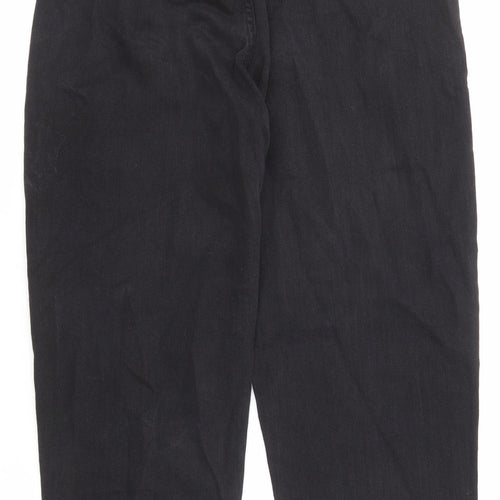 Denim & Co. Womens Black Cotton Tapered Jeans Size 8 Regular Zip