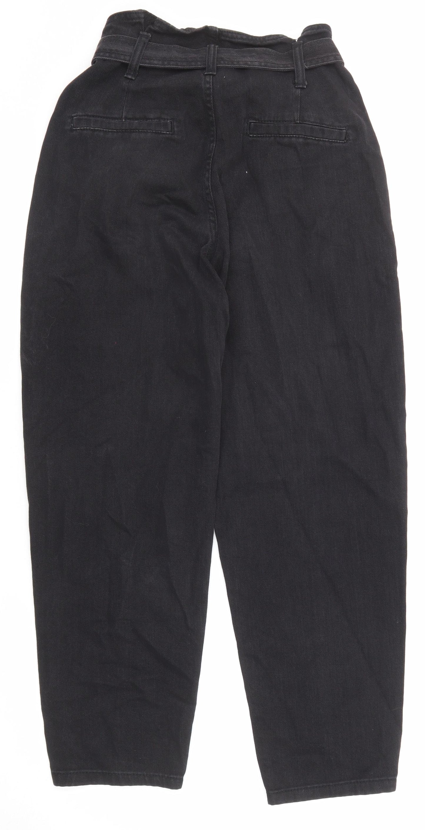 Denim & Co. Womens Black Cotton Tapered Jeans Size 8 Regular Zip
