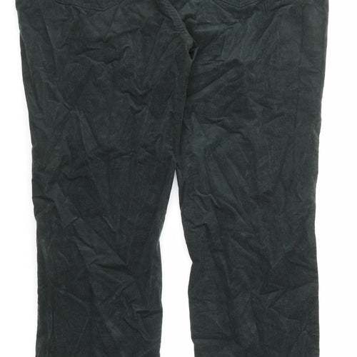 Marks and Spencer Womens Green Cotton Trousers Size 16 Regular Zip