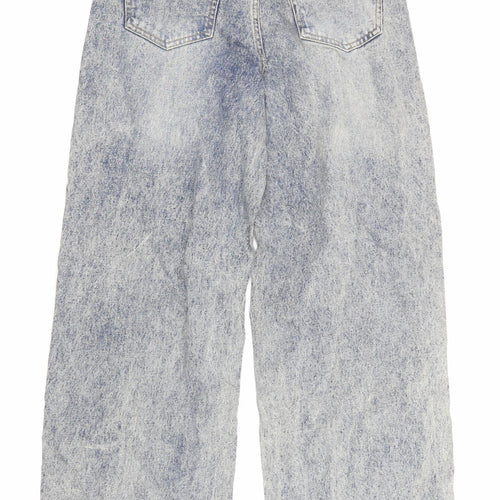 Nasty Gal Womens Blue Cotton Wide-Leg Jeans Size 10 Regular Zip