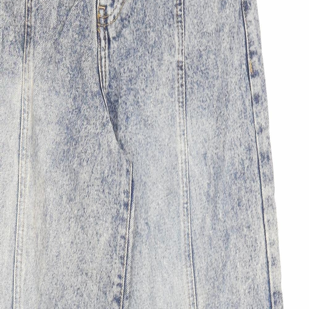 Nasty Gal Womens Blue Cotton Wide-Leg Jeans Size 10 Regular Zip