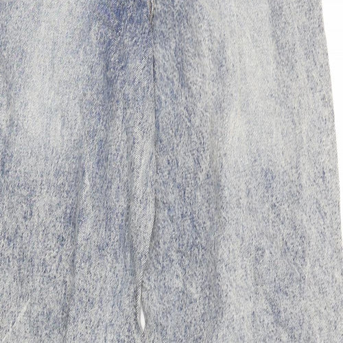 Nasty Gal Womens Blue Cotton Wide-Leg Jeans Size 10 Regular Zip