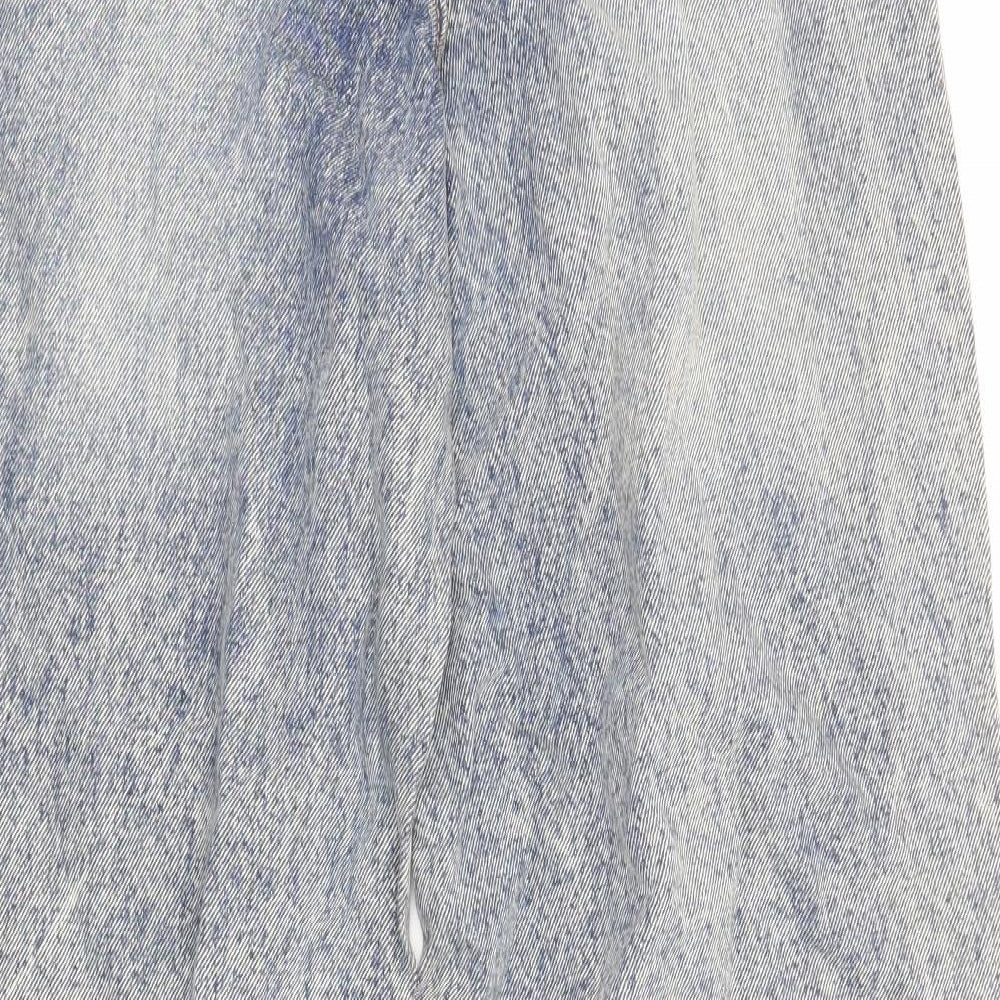 Nasty Gal Womens Blue Cotton Wide-Leg Jeans Size 10 Regular Zip
