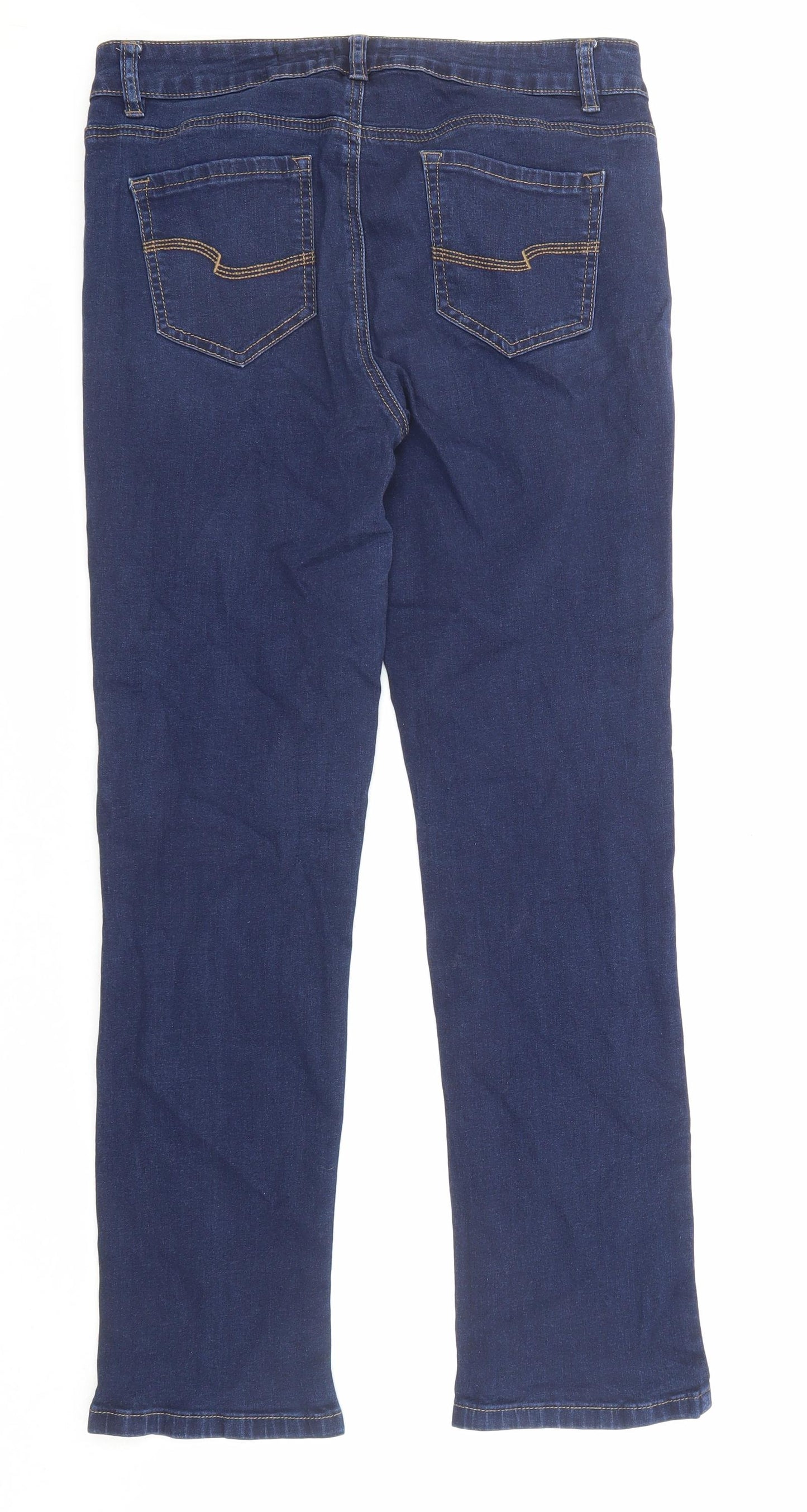 TU Womens Blue Cotton Straight Jeans Size 12 Regular Zip