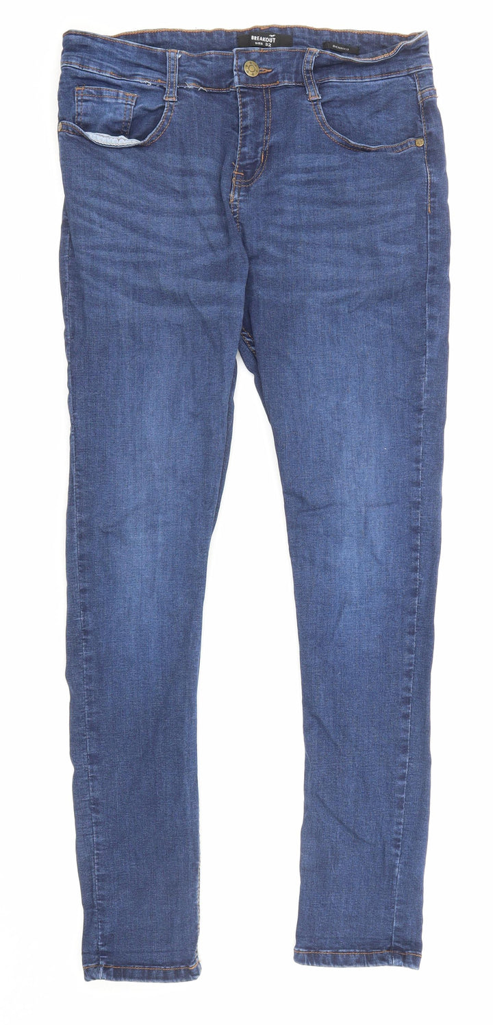 Breakout Womens Blue Cotton Skinny Jeans Size 32 in Regular Zip