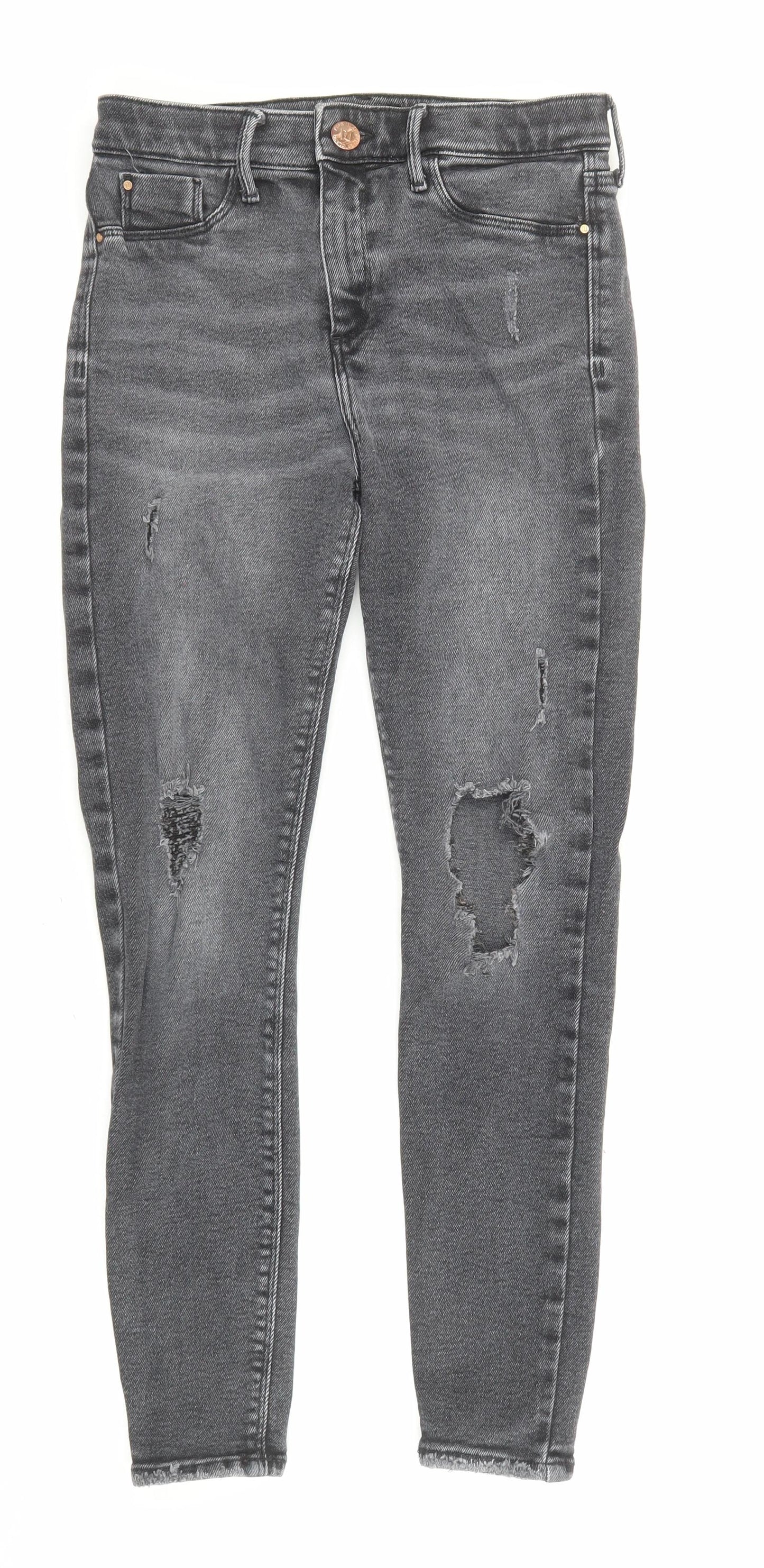 River Island Womens Black Cotton Skinny Jeans Size 12 Regular Zip