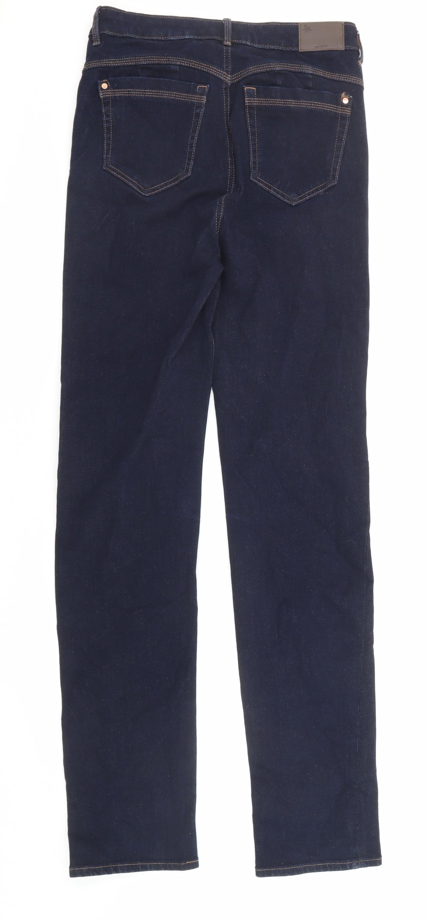 Marks and Spencer Womens Blue Cotton Straight Jeans Size 10 Regular Zip