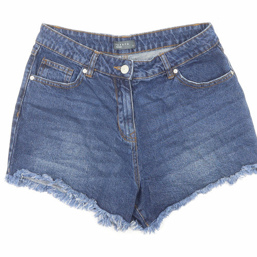 Papaya Womens Blue Cotton Cut-Off Shorts Size 10 Regular Zip