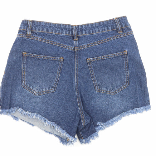 Papaya Womens Blue Cotton Cut-Off Shorts Size 10 Regular Zip