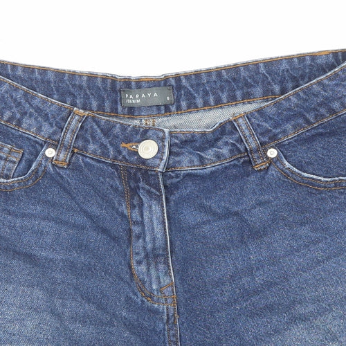 Papaya Womens Blue Cotton Cut-Off Shorts Size 10 Regular Zip