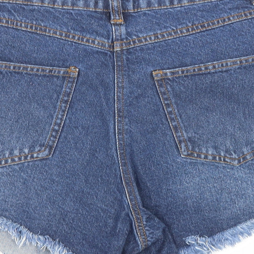 Papaya Womens Blue Cotton Cut-Off Shorts Size 10 Regular Zip