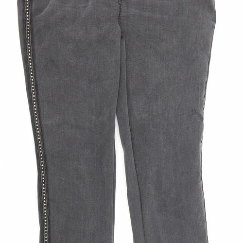 Bonmarché Womens Black Cotton Straight Jeans Size 18 Slim Zip