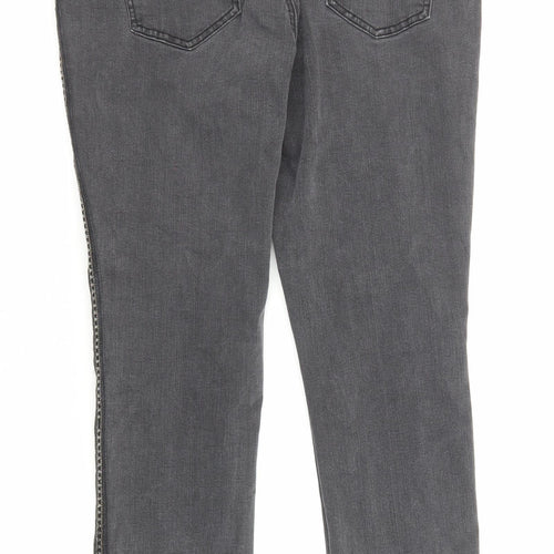 Bonmarché Womens Black Cotton Straight Jeans Size 18 Slim Zip