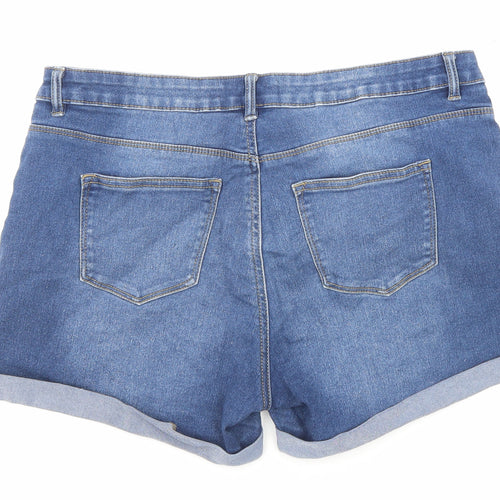 Denim & Co. Womens Blue Cotton Mom Shorts Size 16 Regular Zip