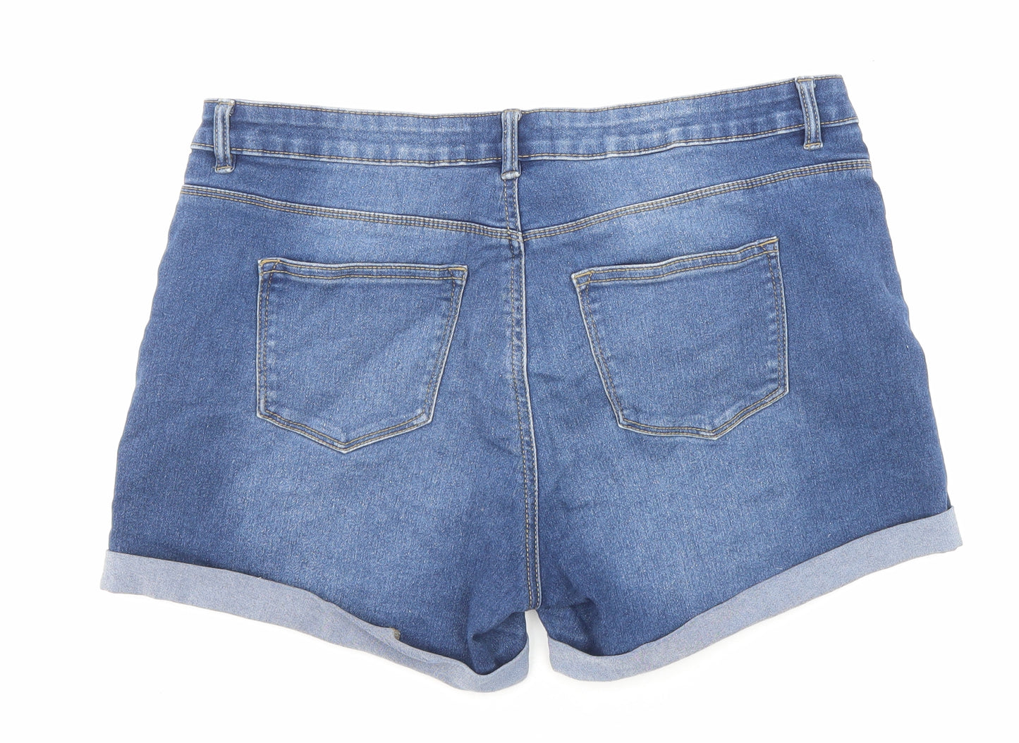 Denim & Co. Womens Blue Cotton Mom Shorts Size 16 Regular Zip