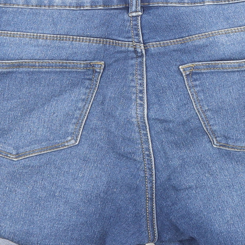Denim & Co. Womens Blue Cotton Mom Shorts Size 16 Regular Zip