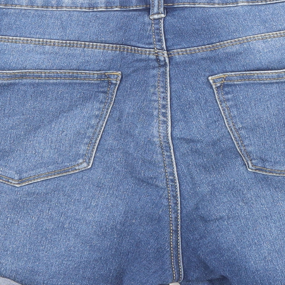 Denim & Co. Womens Blue Cotton Mom Shorts Size 16 Regular Zip