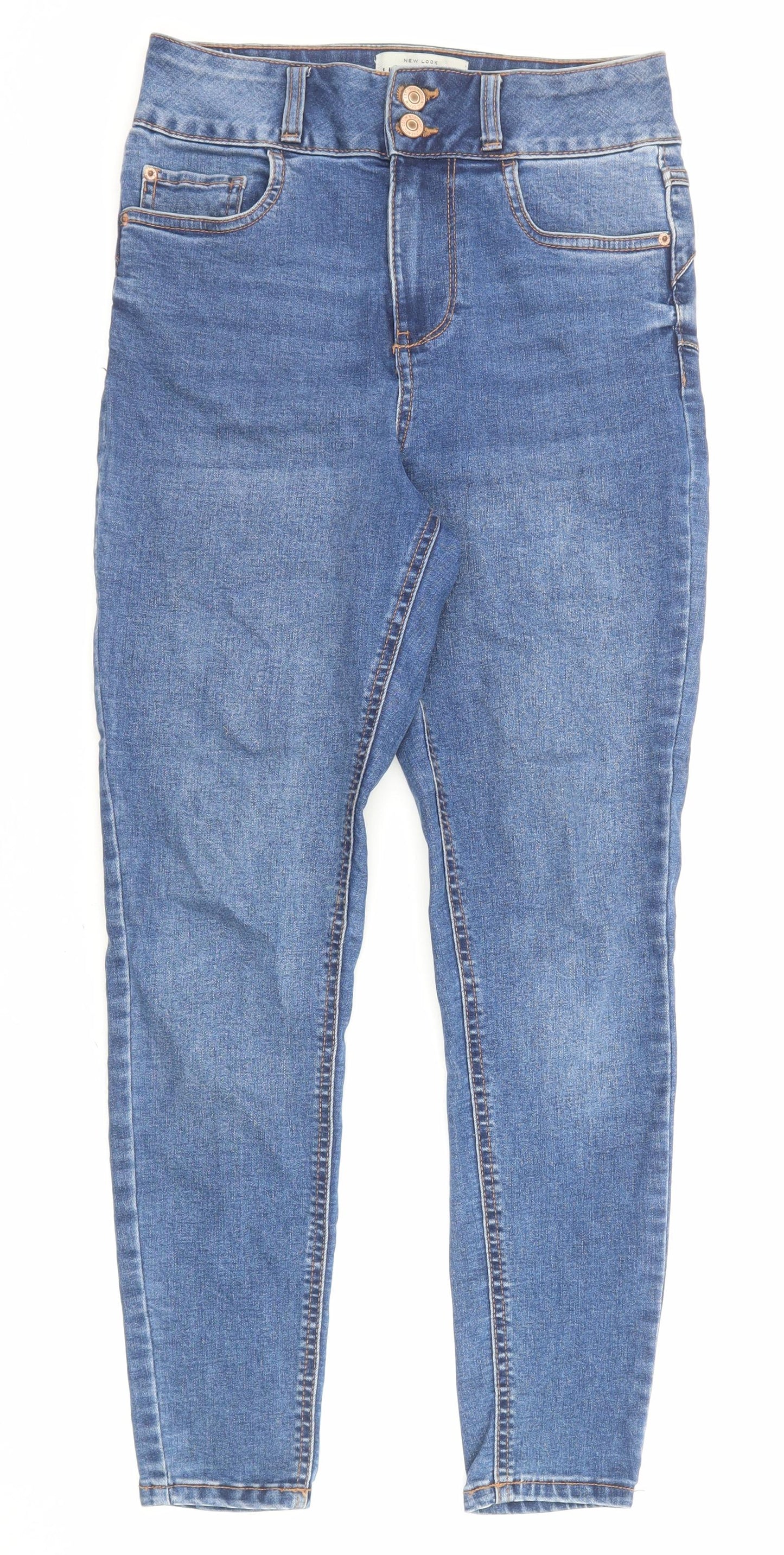 New Look Womens Blue Cotton Skinny Jeans Size 10 Regular Zip