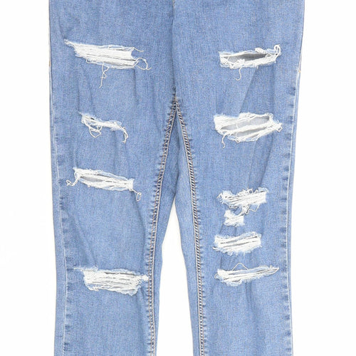 Topshop Womens Blue Cotton Skinny Jeans Size 30 in Regular Zip